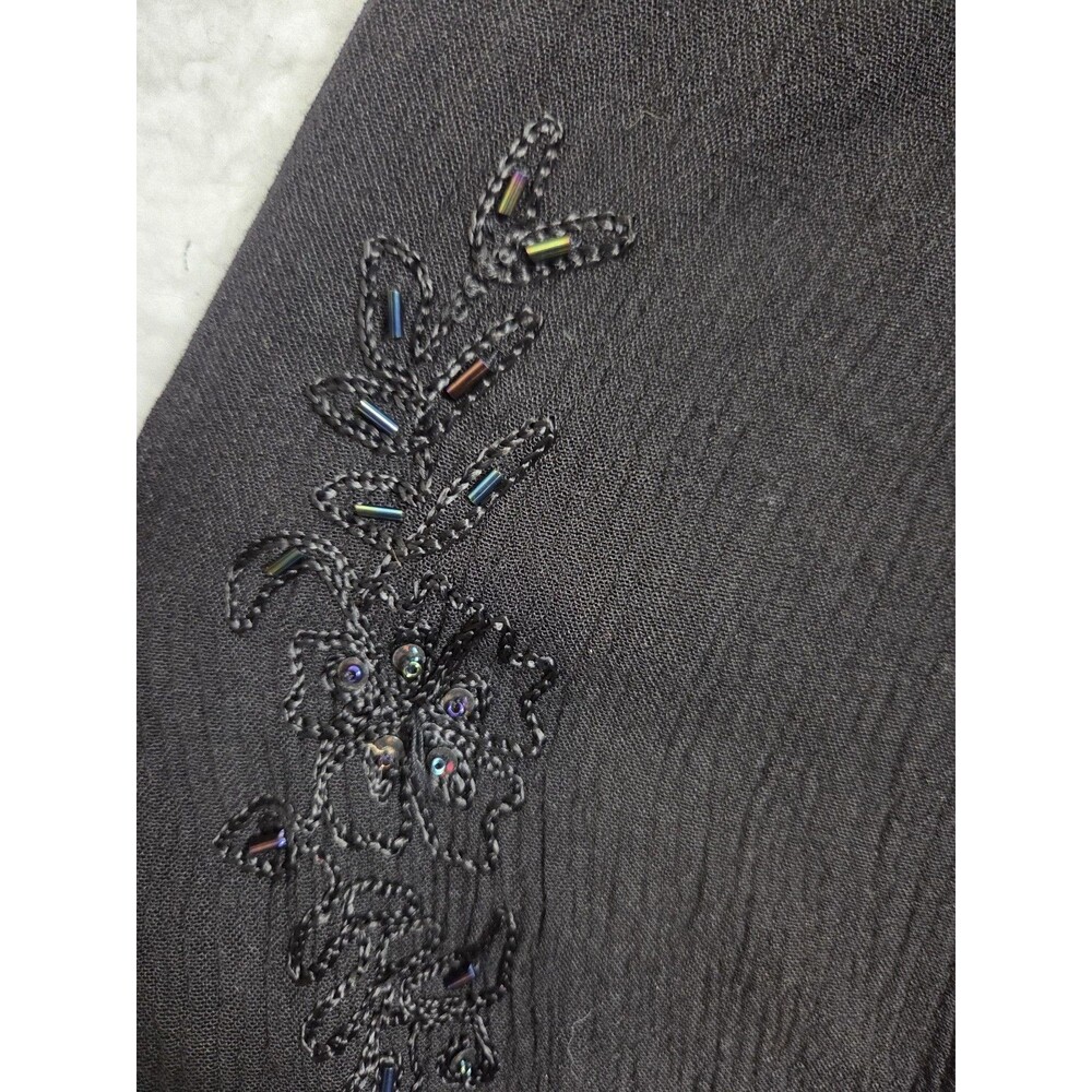 Dark Fairy Grunge Peasant Skirt M Black Embroidered Beaded Boho Flowy Gauzy - Picture 4 of 8